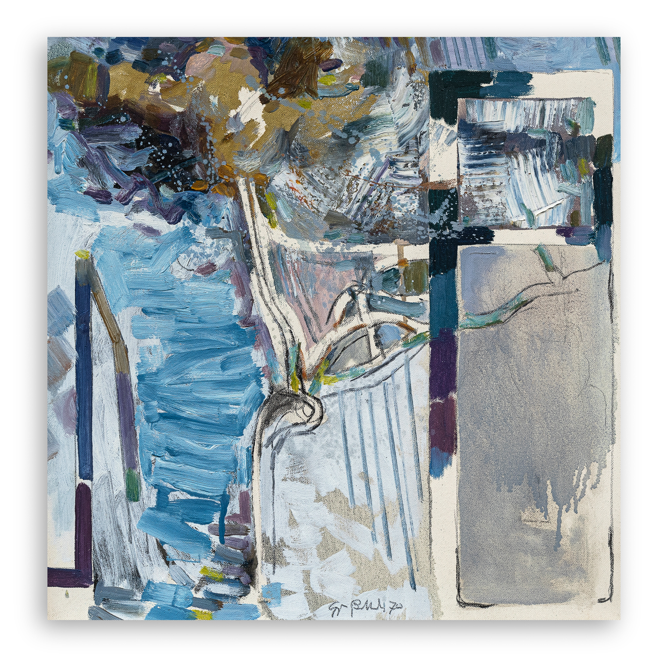 GIORGIO BELLANDI (1930-1976) - Studio. Paesaggio dalla finestra, 1970