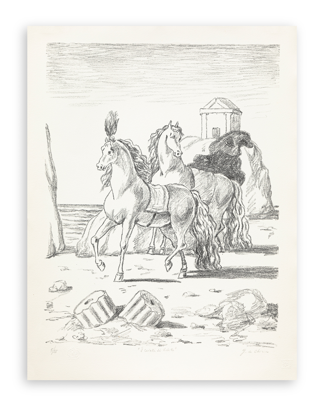 GIORGIO DE CHIRICO (1888-1978) - I Cavalli di Achille, 1971