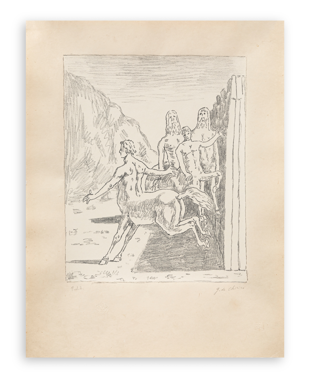 GIORGIO DE CHIRICO (1888-1978) - La famiglia dei Centauri, 1973