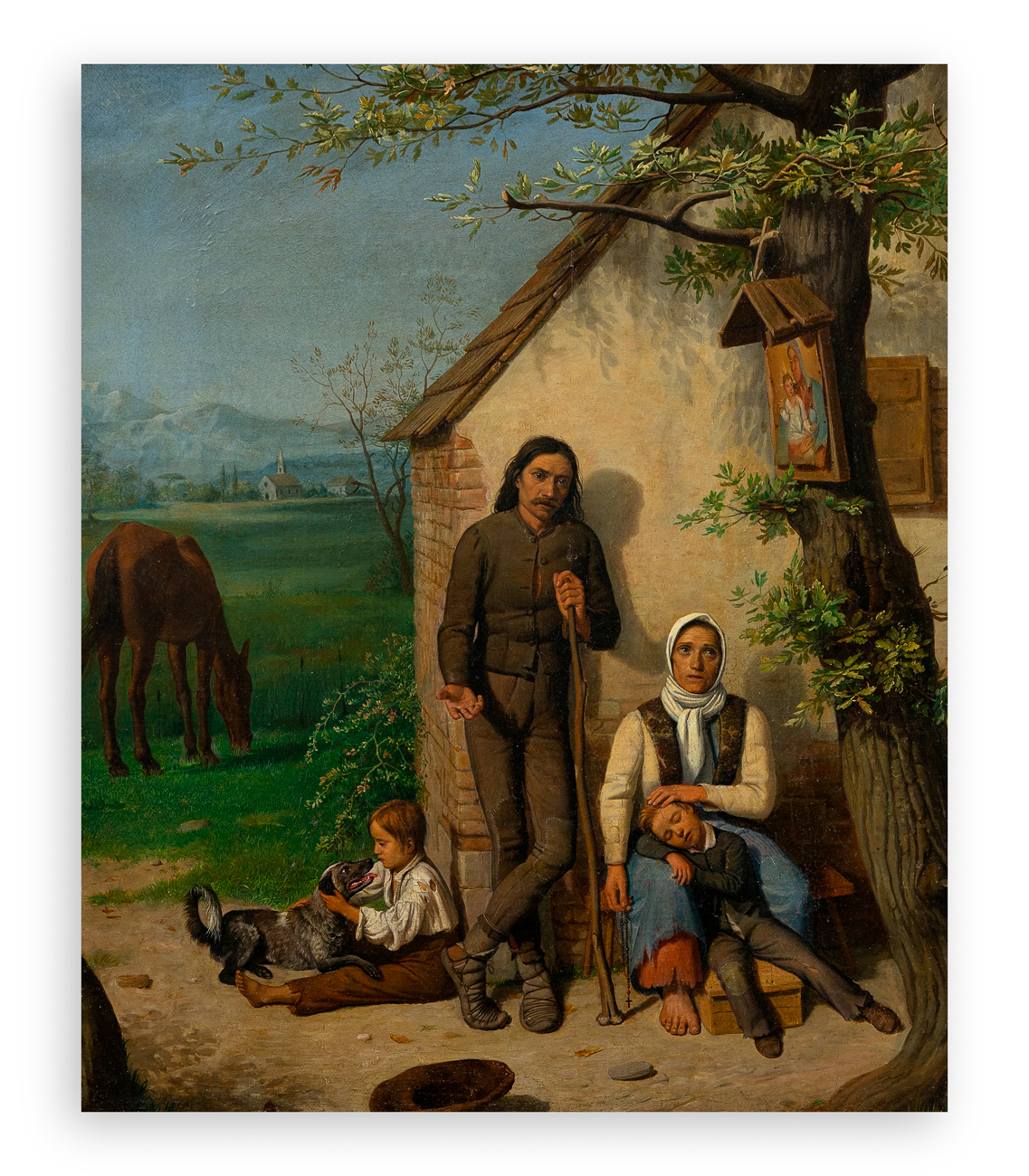 GIOVANNI PAGLIARINI (1809-1878) - Senza Titolo (Riposo familiare), 1861