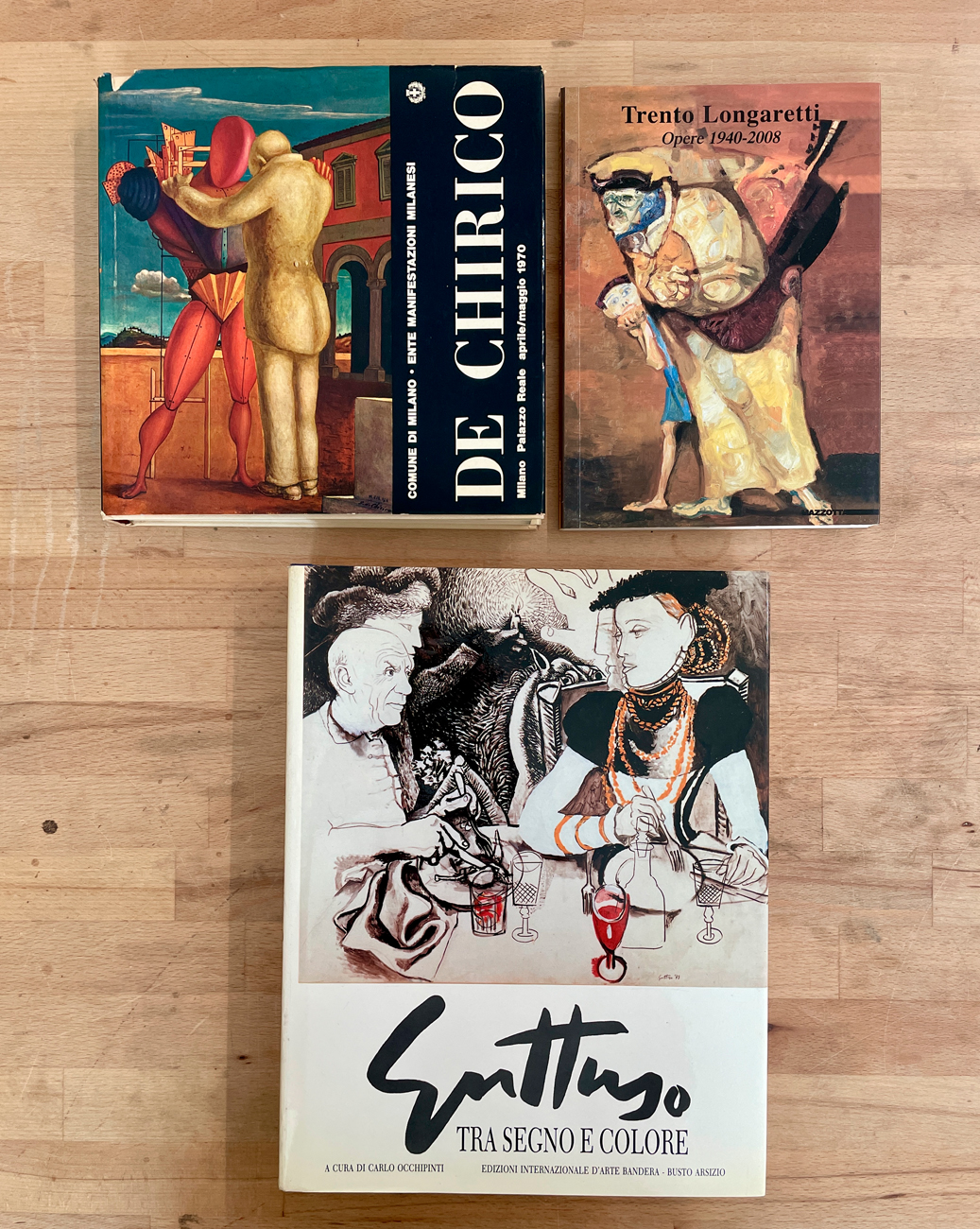 RENATO GUTTUSO, GIORGIO DE CHIRICO E TRENTO LONGARETTI - Lotto unico di 3 cataloghi