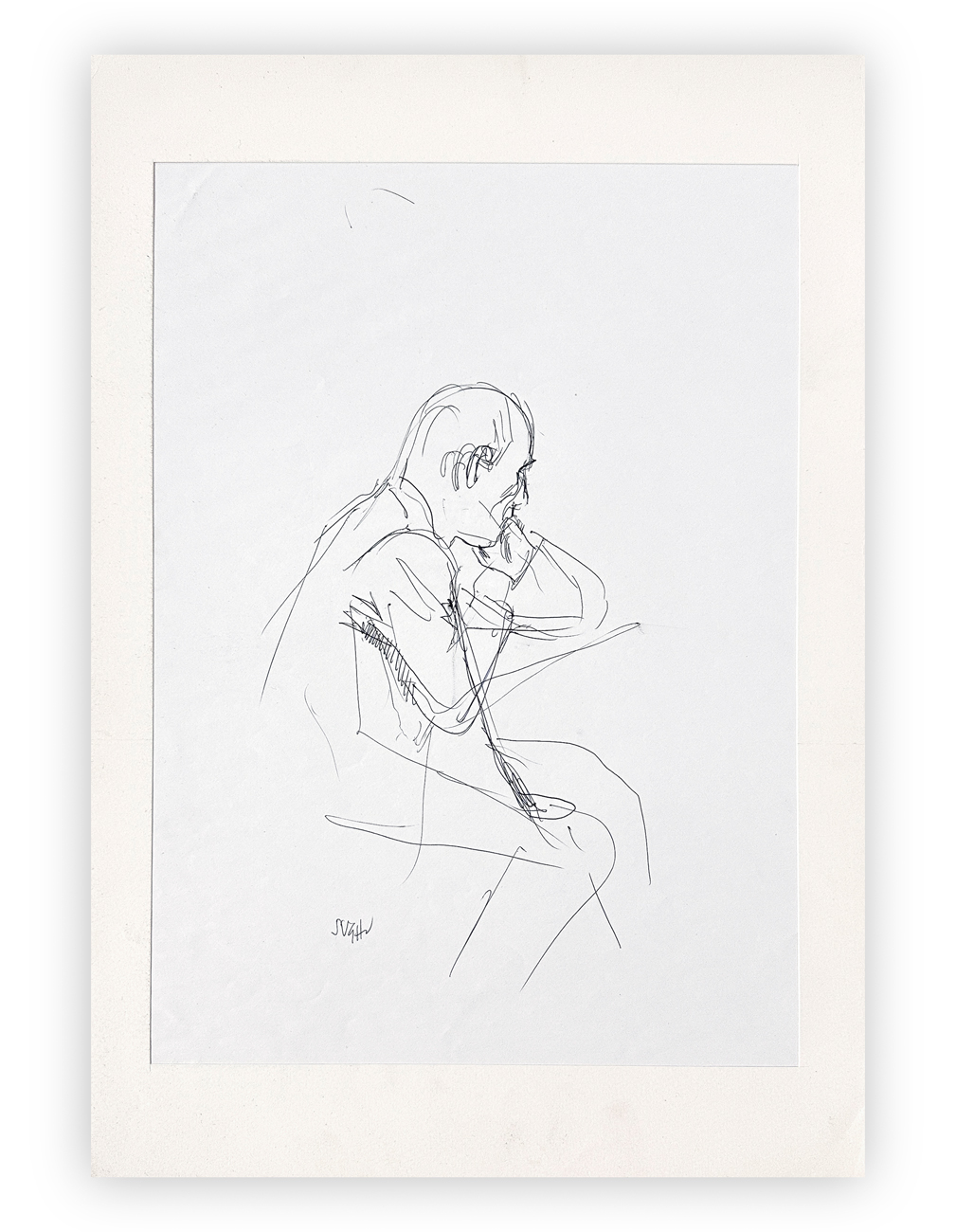 ALBERTO SUGHI (1928-2012) - Uomo Seduto In Nero, 2002