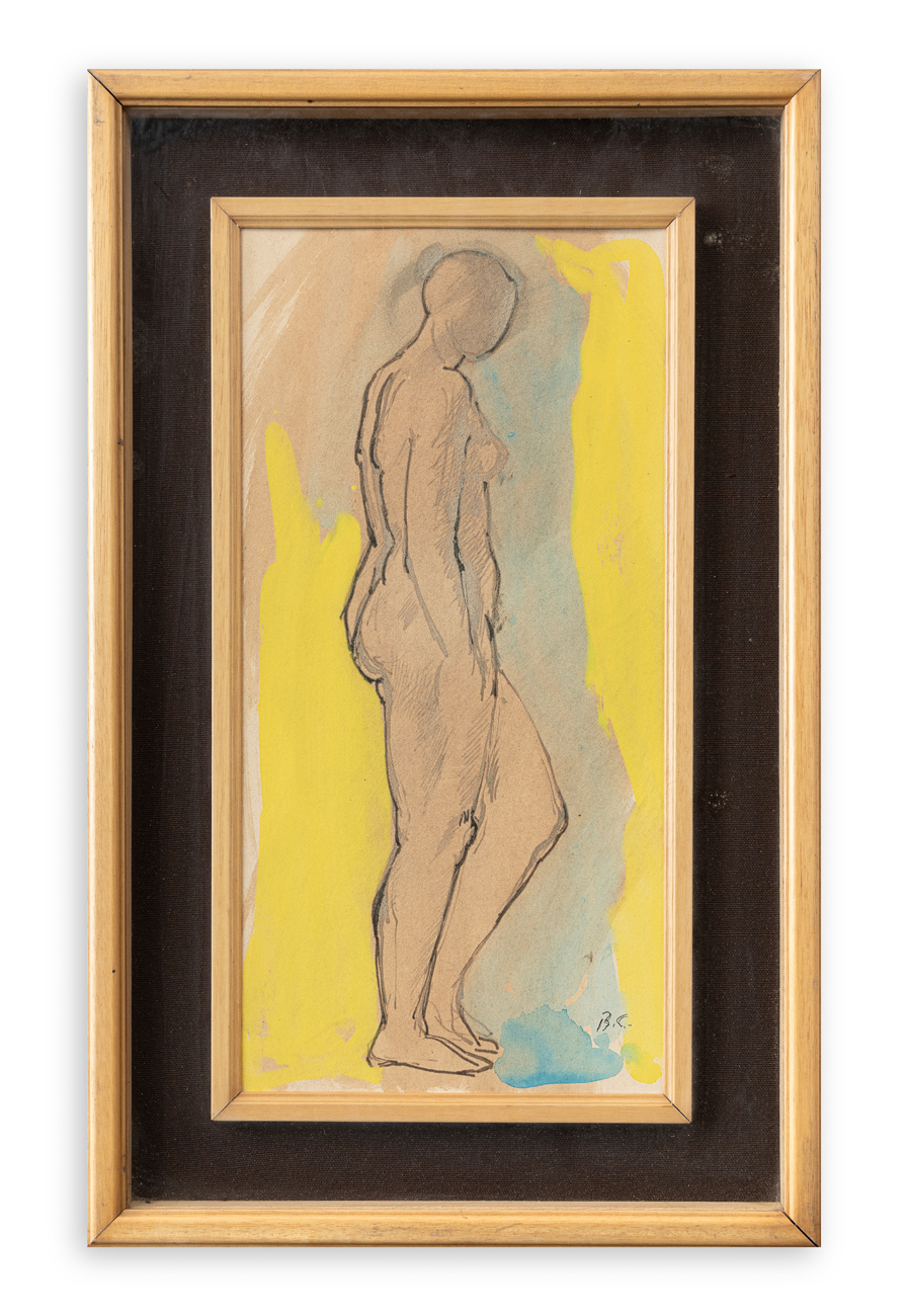 BRUNO CALVANI (1904-1985) - Senza Titolo (Nudino su fondo giallo), 1962