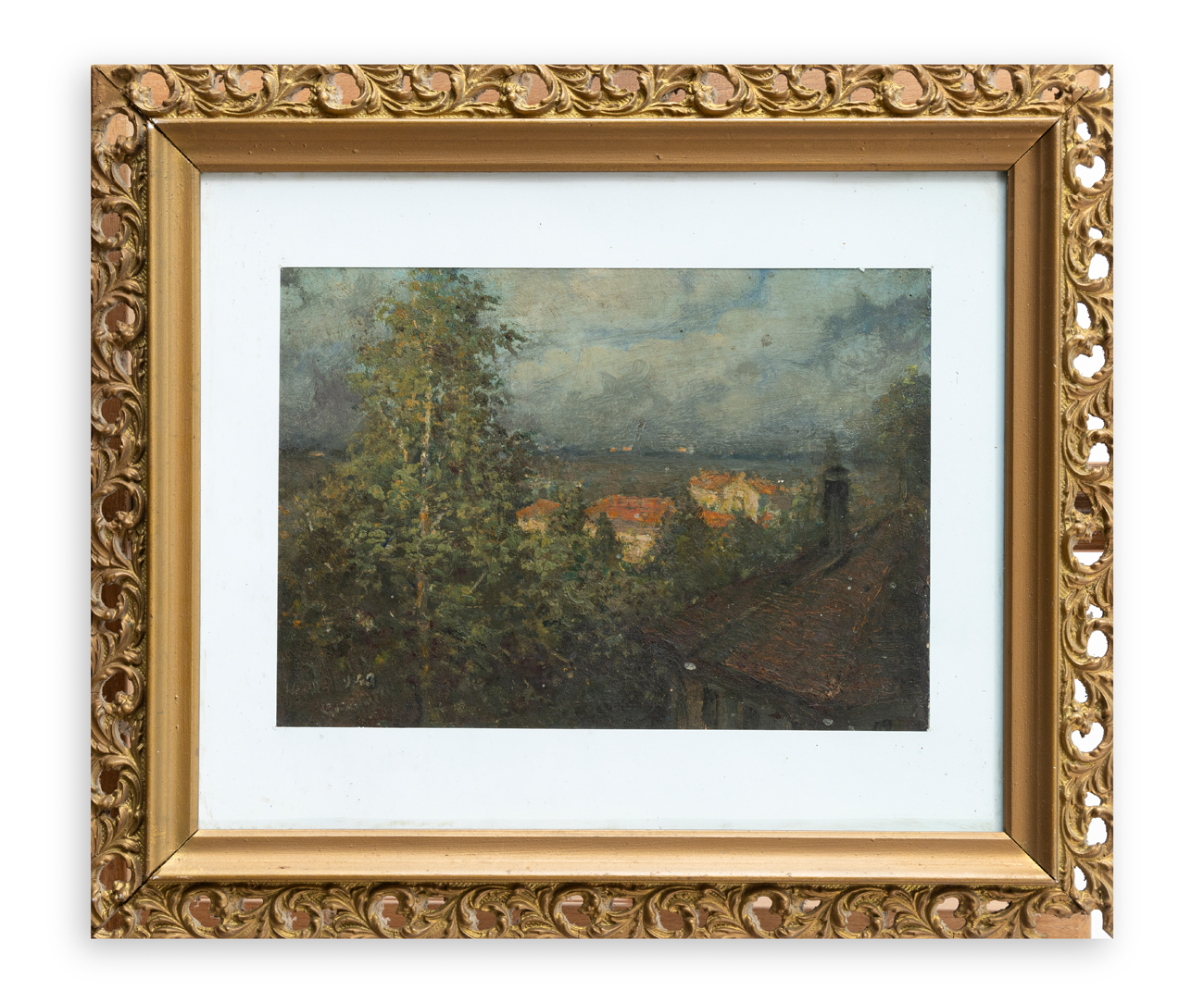 GIOVANNI GUARLOTTI (1869-1954) - Case nel paesaggio, 1943