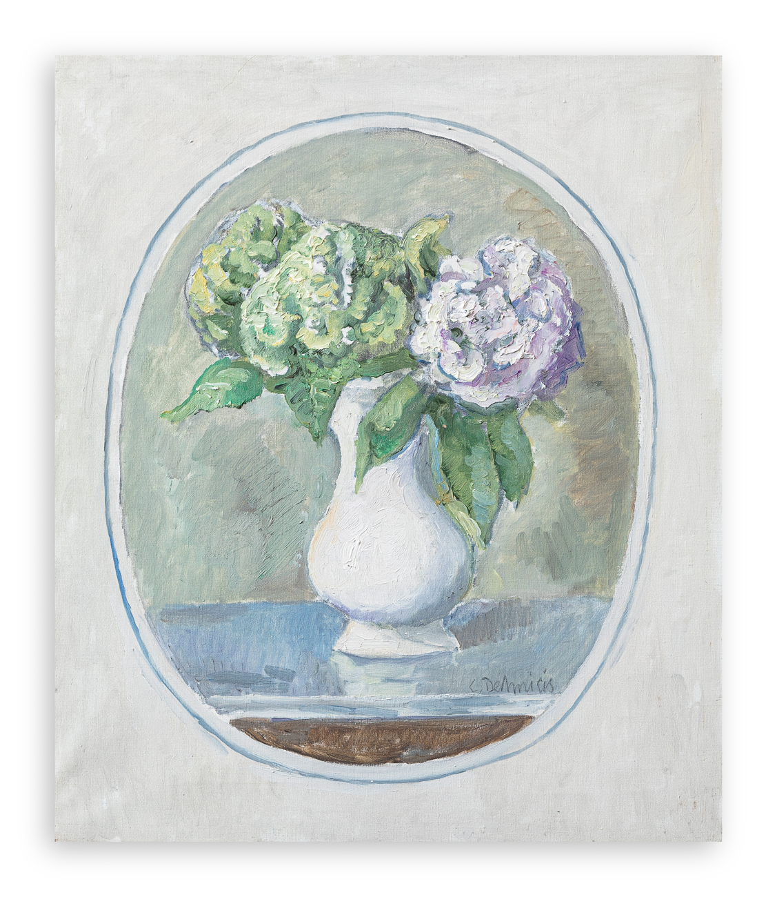 CRISTOFORO DE AMICIS (1902-1987) - Ortensie nell'ovale