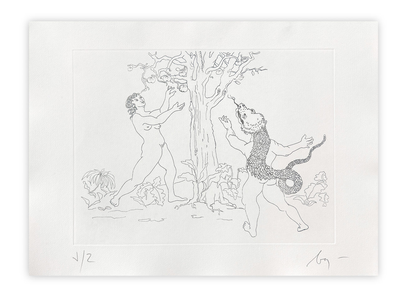 ENRICO BAJ (1927-2003) - Paradiso Perduto: Eva e il frutto, 1986