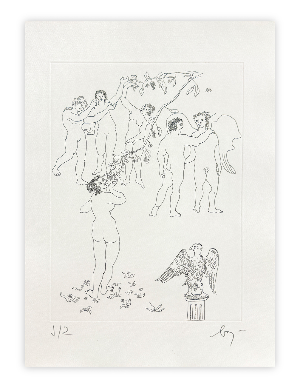 ENRICO BAJ (1927-2003) - Paradiso Perduto: Eva tra i fiori, 1986