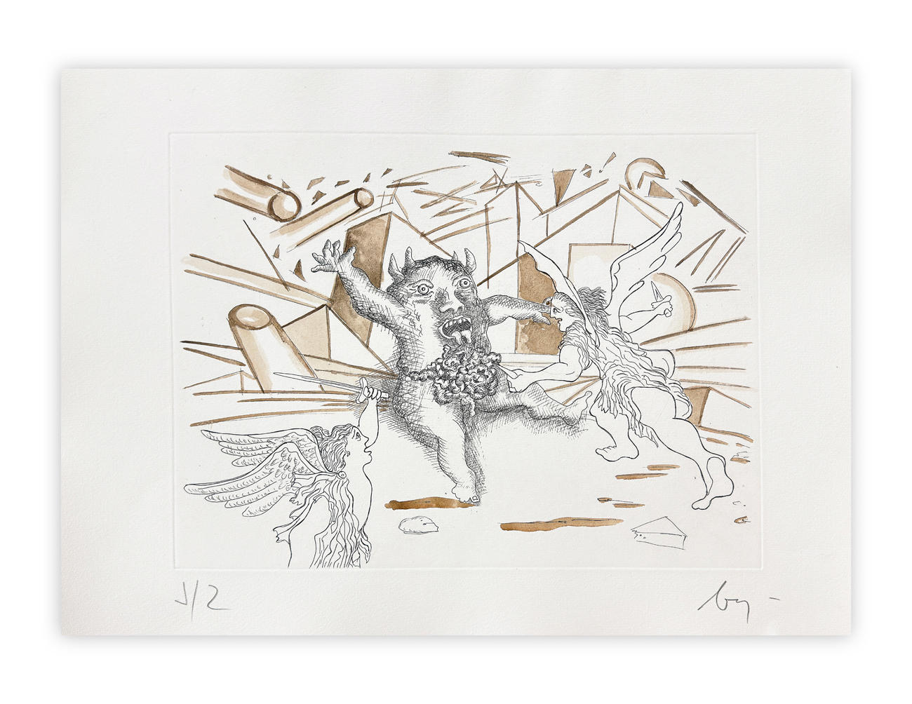 ENRICO BAJ (1927-2003) - Paradiso Perduto: Moloch sconfitto, 1986
