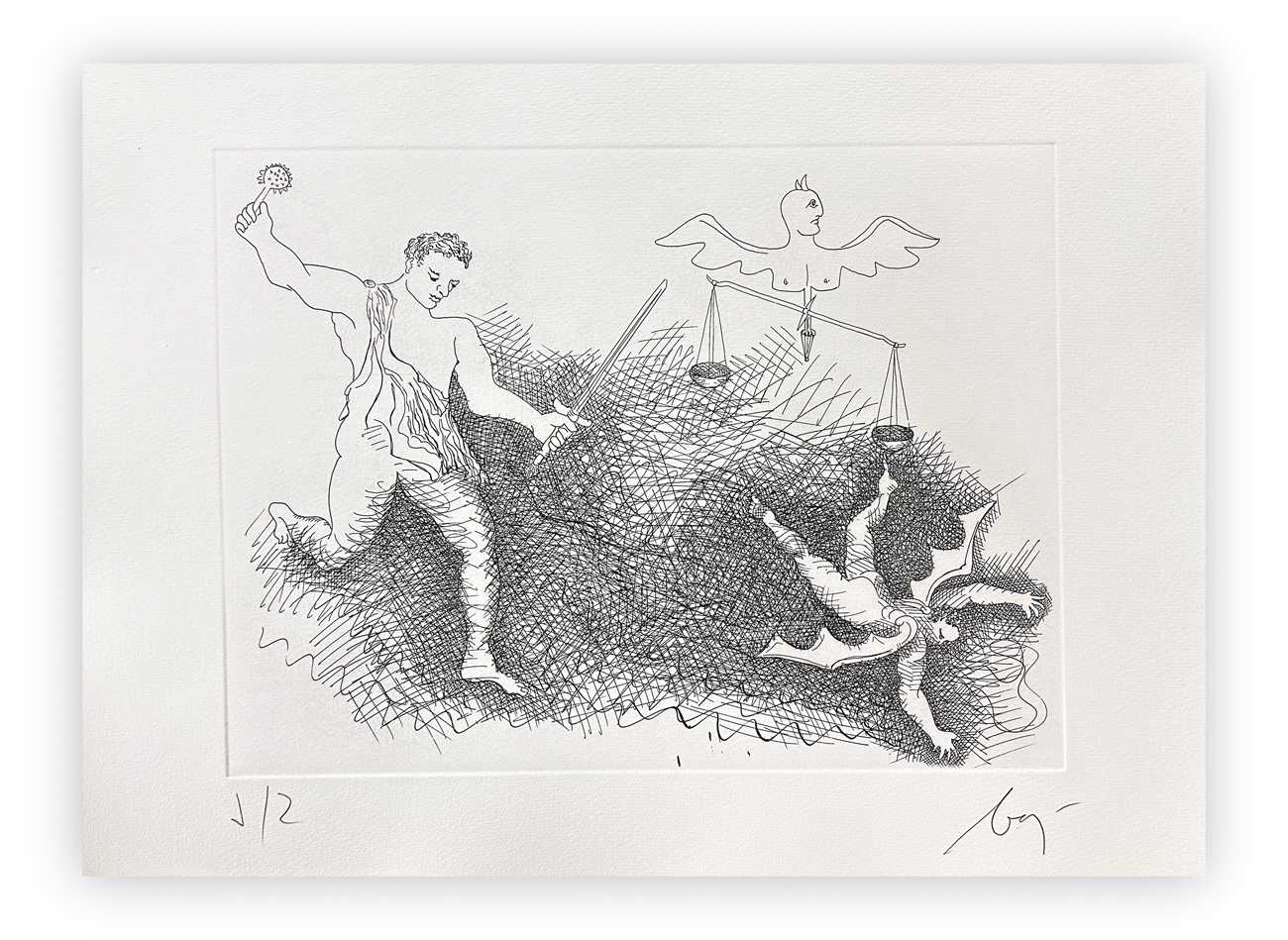 ENRICO BAJ (1927-2003) - Paradiso Perduto: Gabriele e Satana, 1986