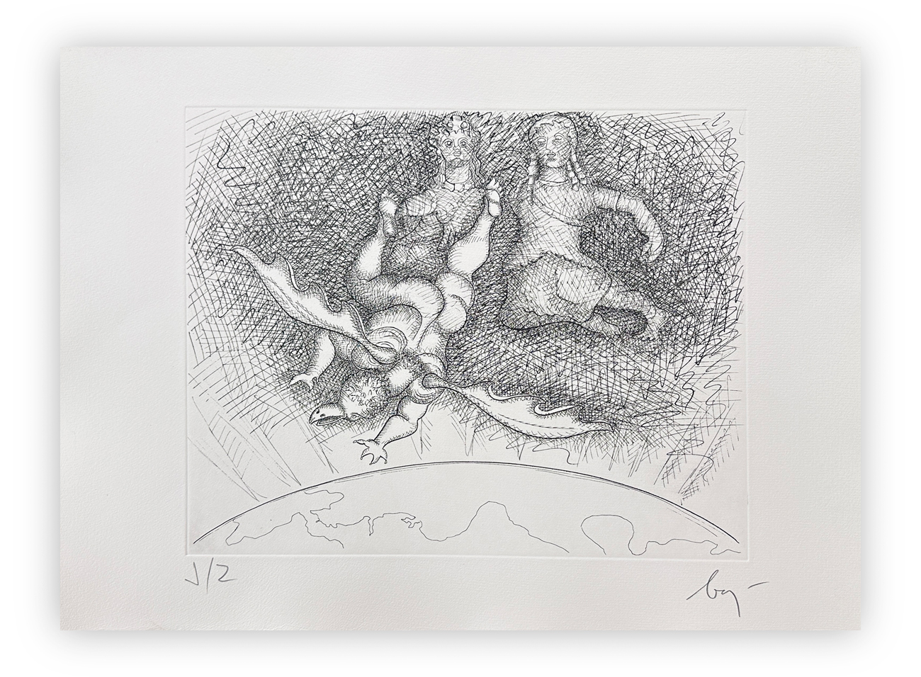 ENRICO BAJ (1927-2003) - Paradiso Perduto: in vista della terra, 1986