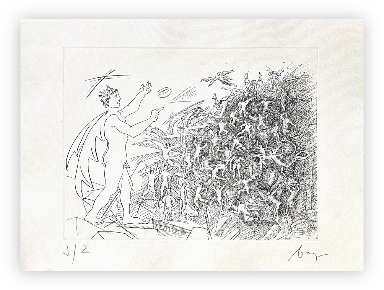 ENRICO BAJ (1927-2003) - Paradiso Perduto: Satana e gli angeli caduti, 1986