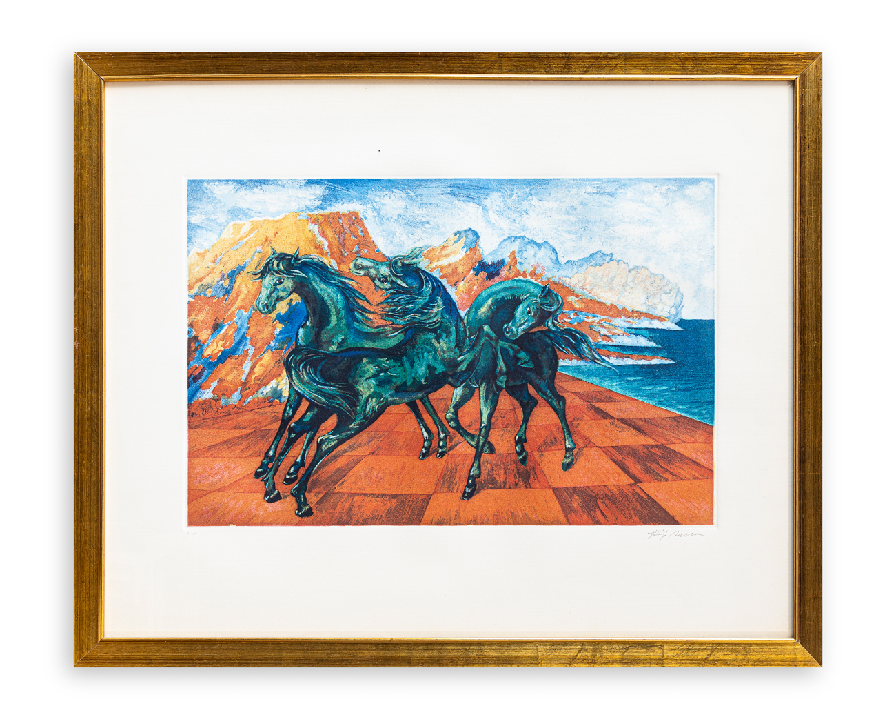 ALIGI SASSU (1912-2000) - Tre cavalli verdi, 1980