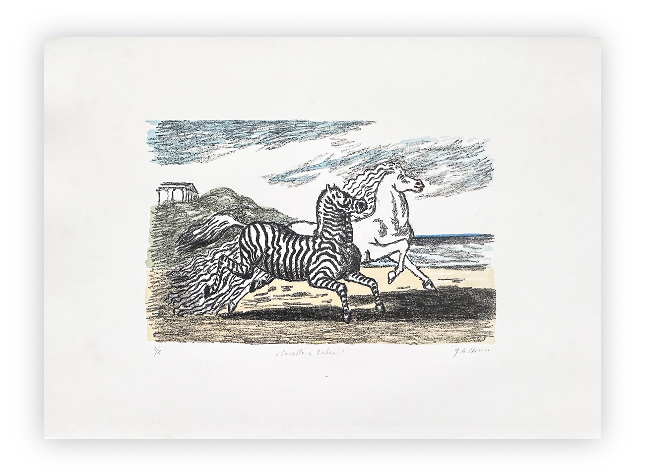 GIORGIO DE CHIRICO (1888-1978) - Cavallo e zebra, 1974