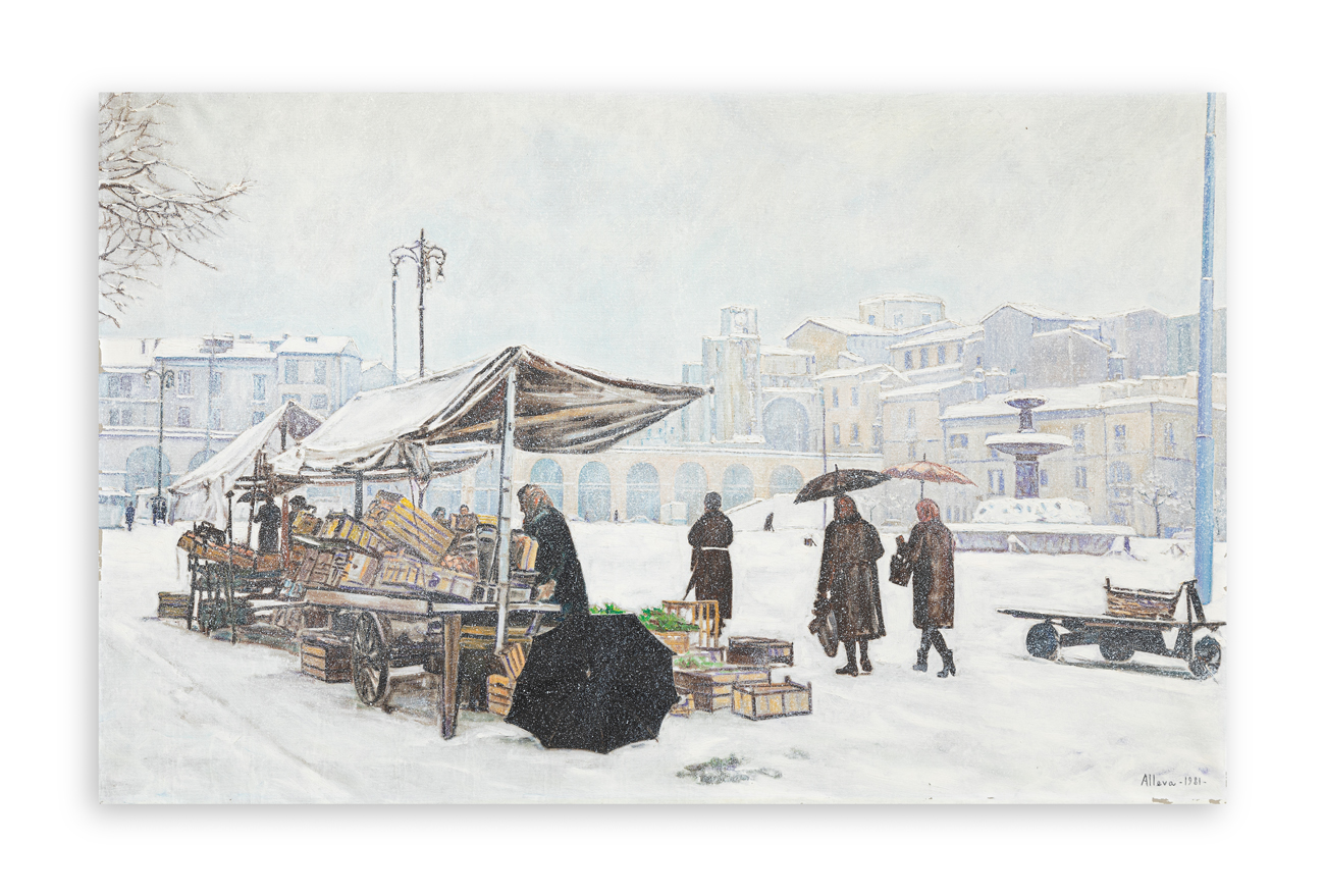 CARLO ALLEVA (1932-1993) - Nevicata in città, 1981