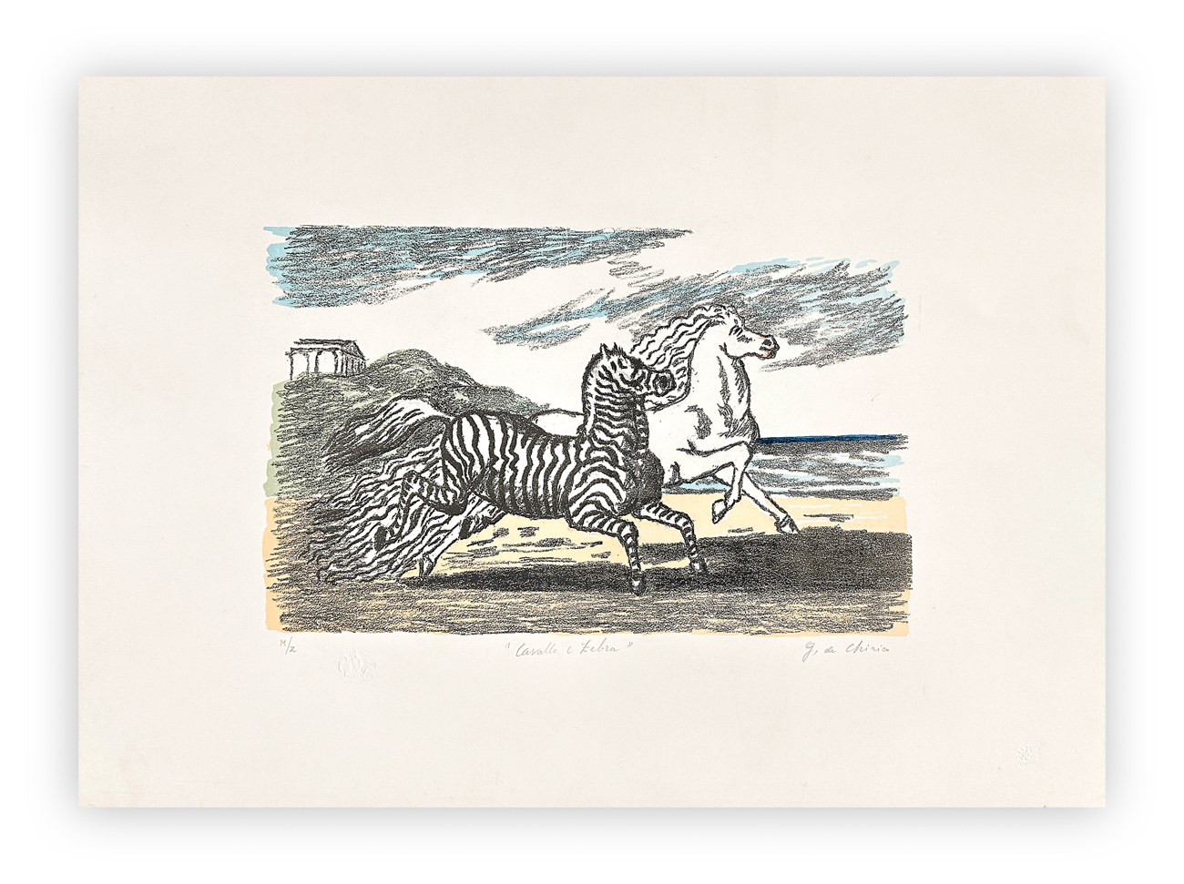 GIORGIO DE CHIRICO (1888-1978) - Cavallo e zebra, 1974