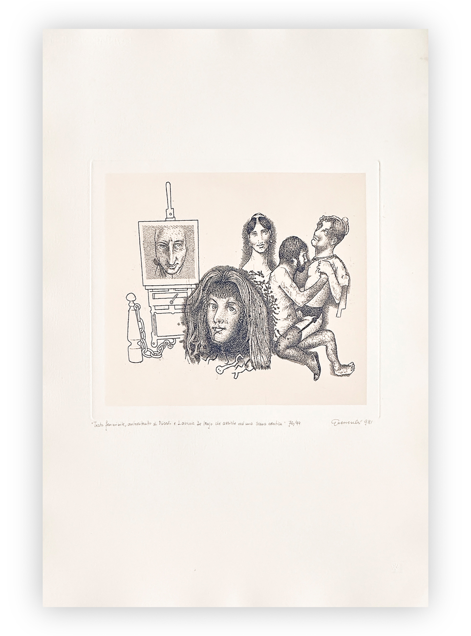 GIUSEPPE GUERRESCHI (1929-1985) - Testa femminile, autoritratto di Füssli, 1981