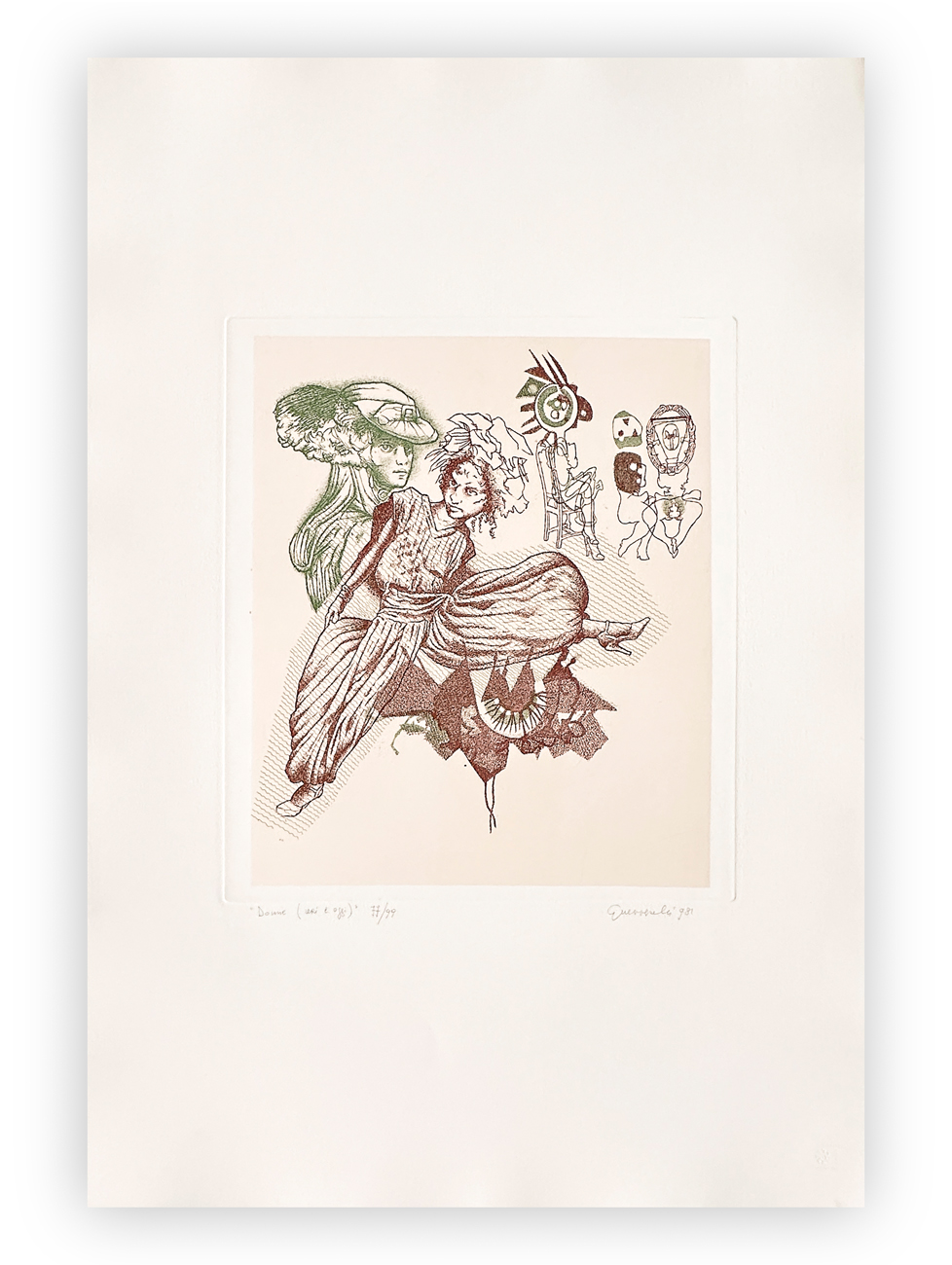 GIUSEPPE GUERRESCHI (1929-1985) - Donne Ieri e Oggi, 1981