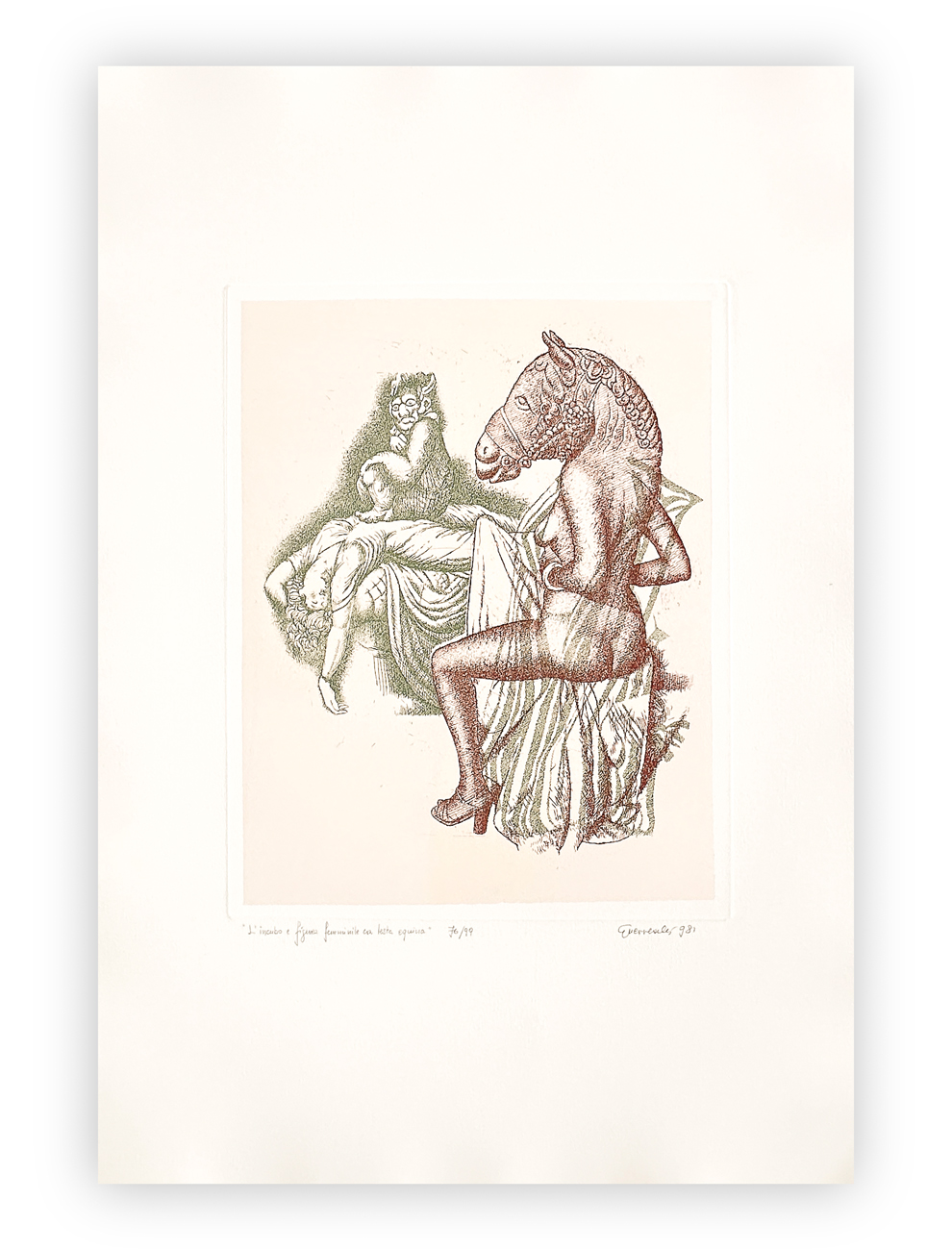 GIUSEPPE GUERRESCHI (1929-1985) - L'Incubo e figura femminile con testa equina, 1981