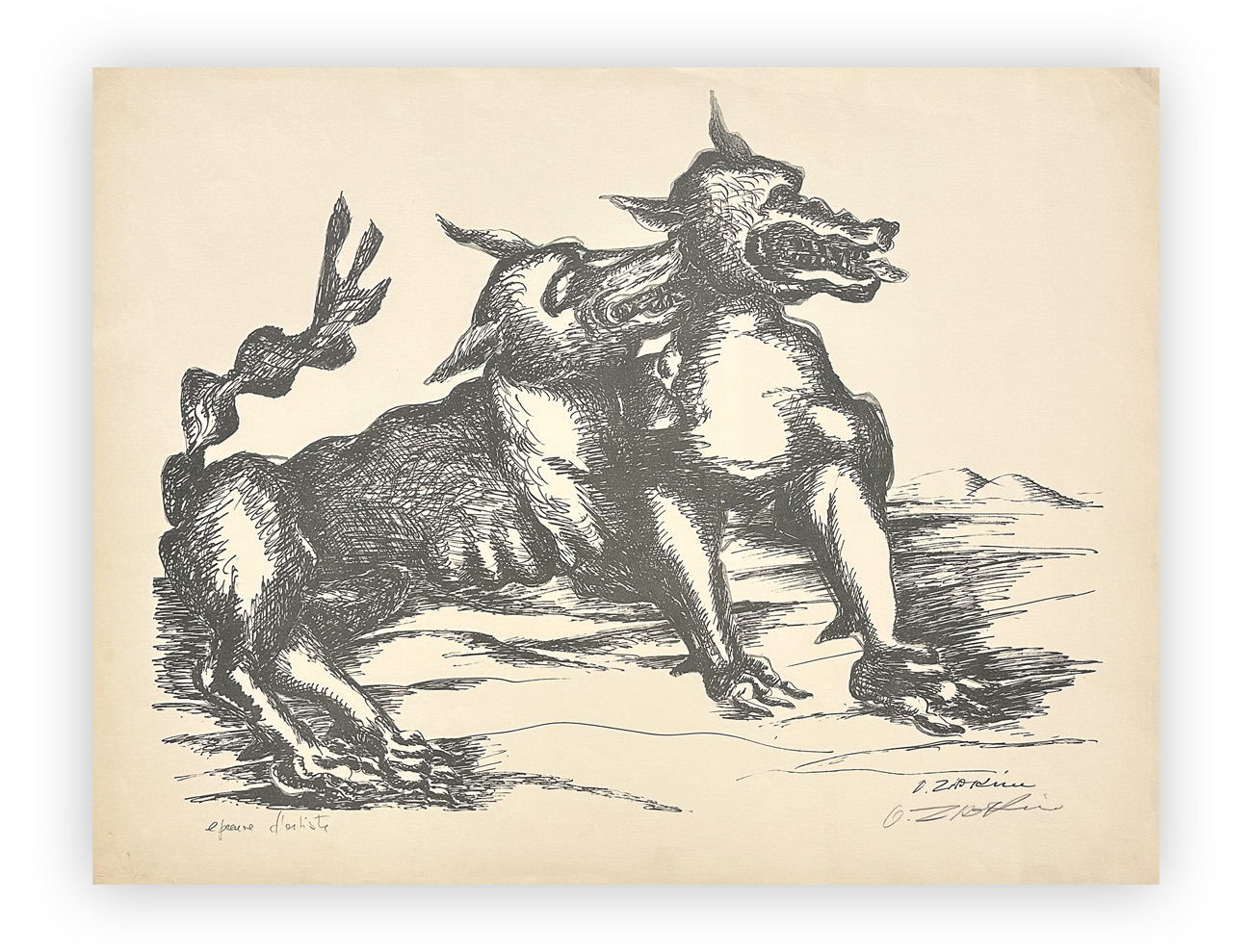 OSSIP ZADKINE (1890-1967) - Le fatiche di Ercole. Il cane di Gerione, 1960