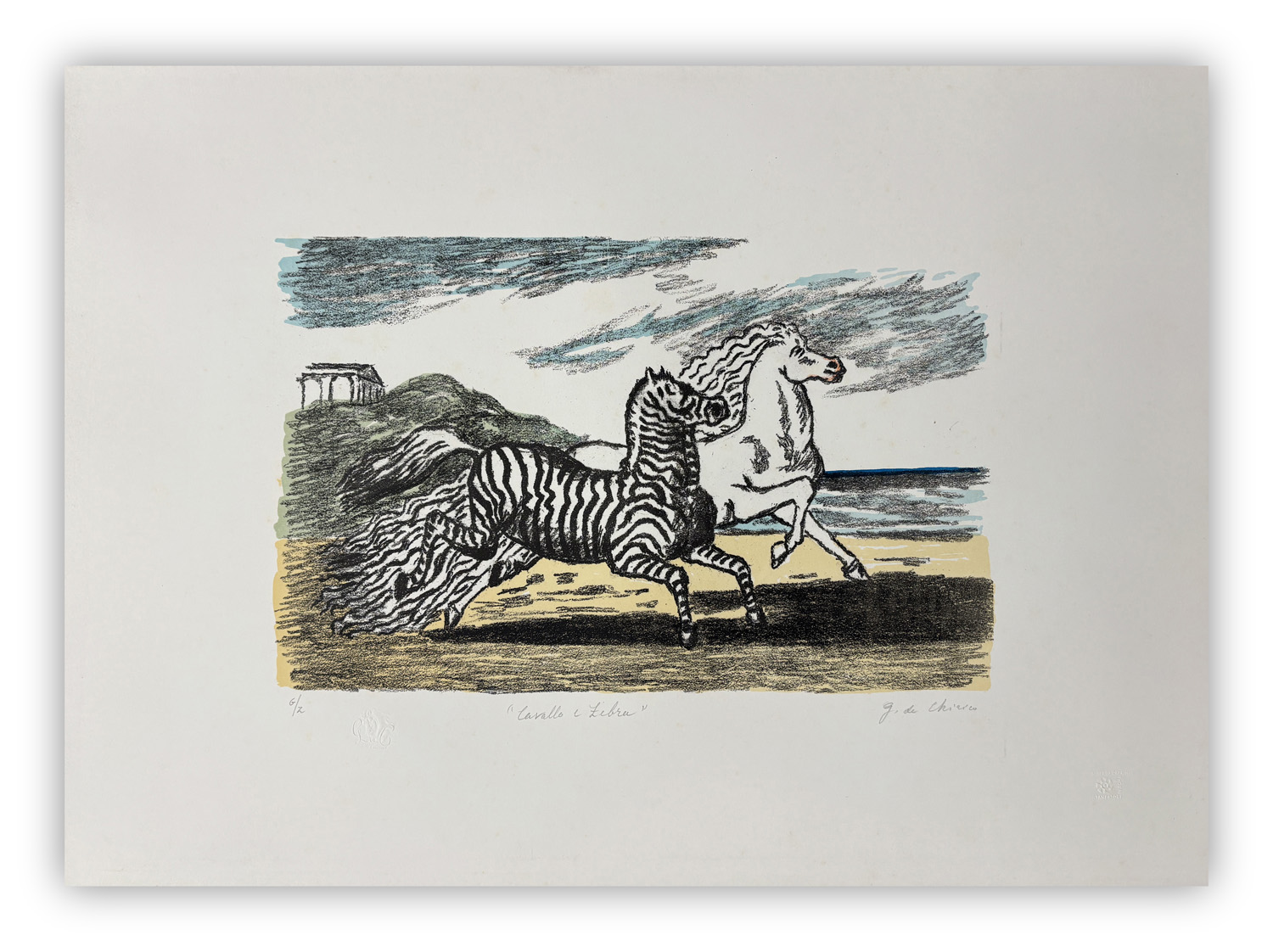 GIORGIO DE CHIRICO (1888-1978) - Cavallo e zebra, 1974