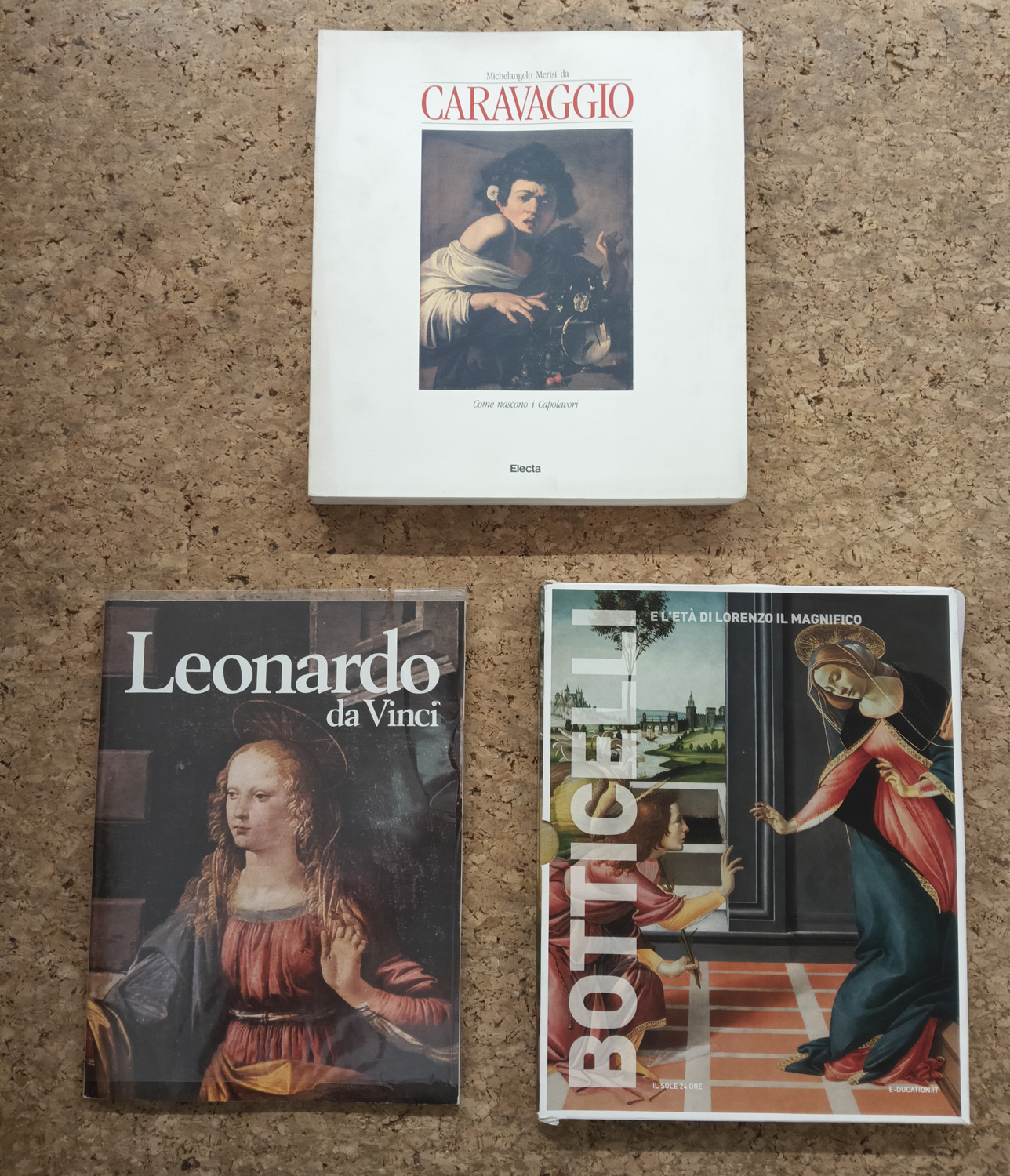 GRANDI MAESTRI DELLA STORIA DELL'ARTE (BOTTICELLI, LEONARDO E CARAVAGGIO) - Lotto unico di 3 cataloghi