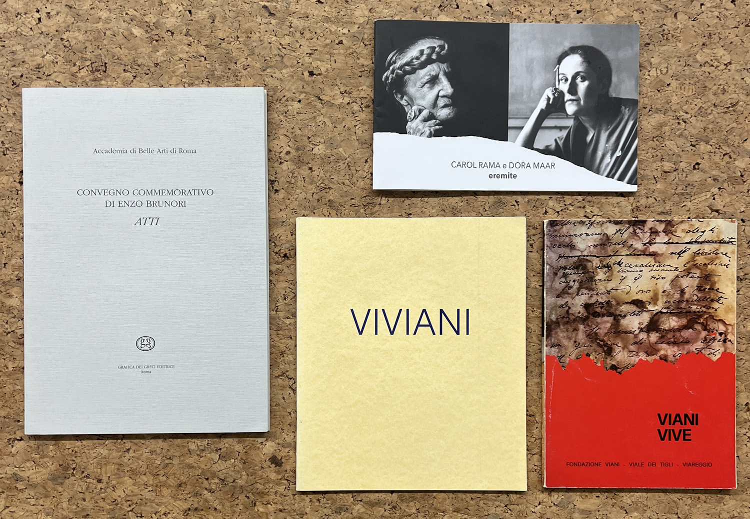 GIUSEPPE VIVIANI, LORENZO VIANI, ENZO BRUNORI E CAROL RAMA - Lotto unico di 4 cataloghi