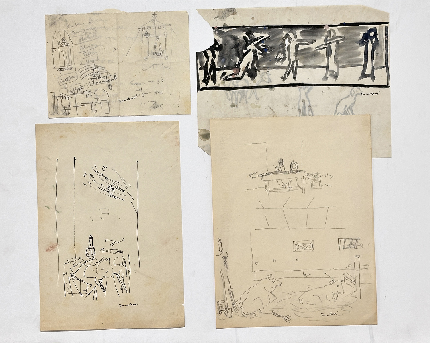 ORFEO TAMBURI (1910-1994) - Lotto unico di 4 disegni