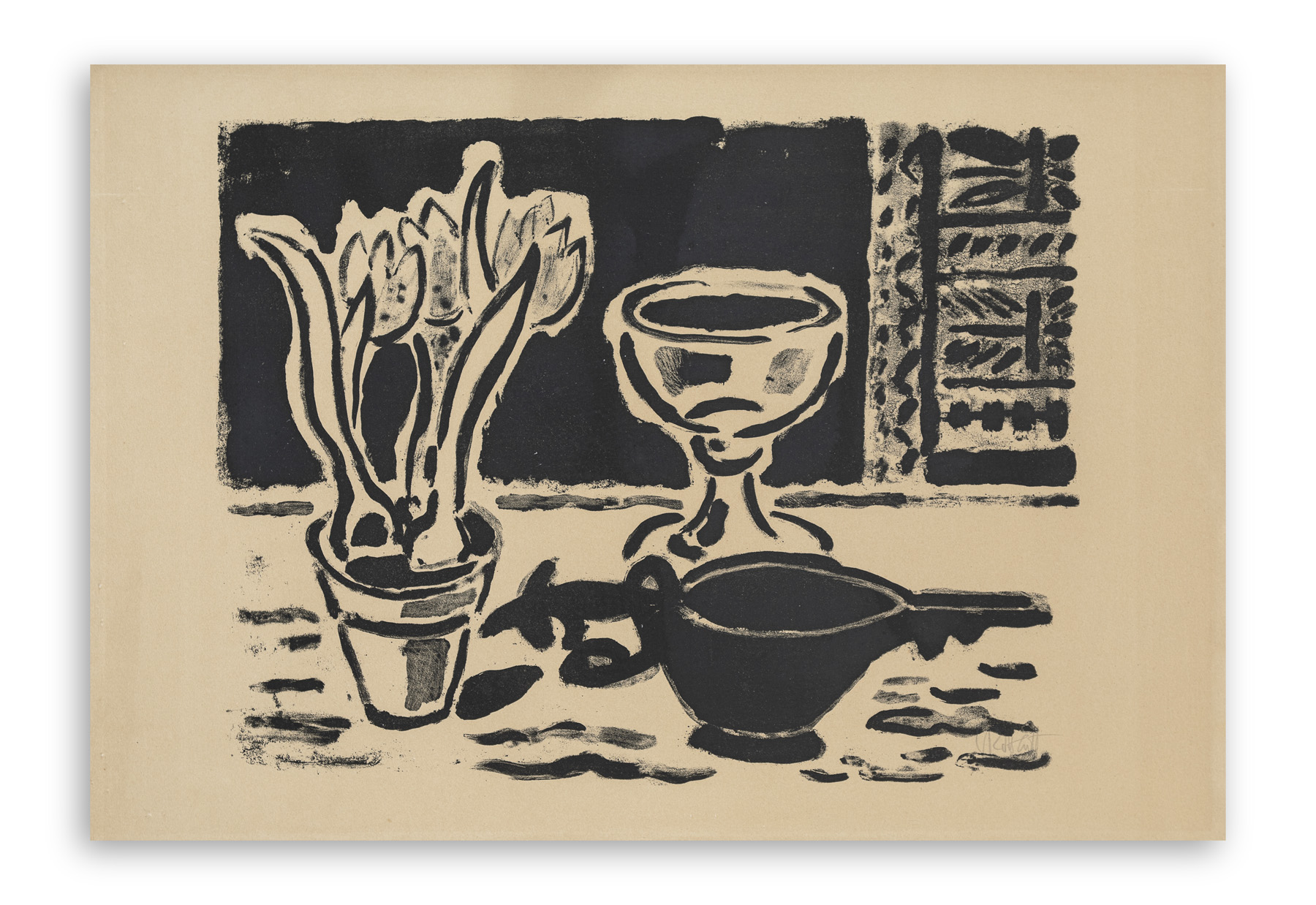 KARL SCHMIDT-ROTTLUFF (1884-1976) - Stilleben mit Krokustopf, 1953-1954