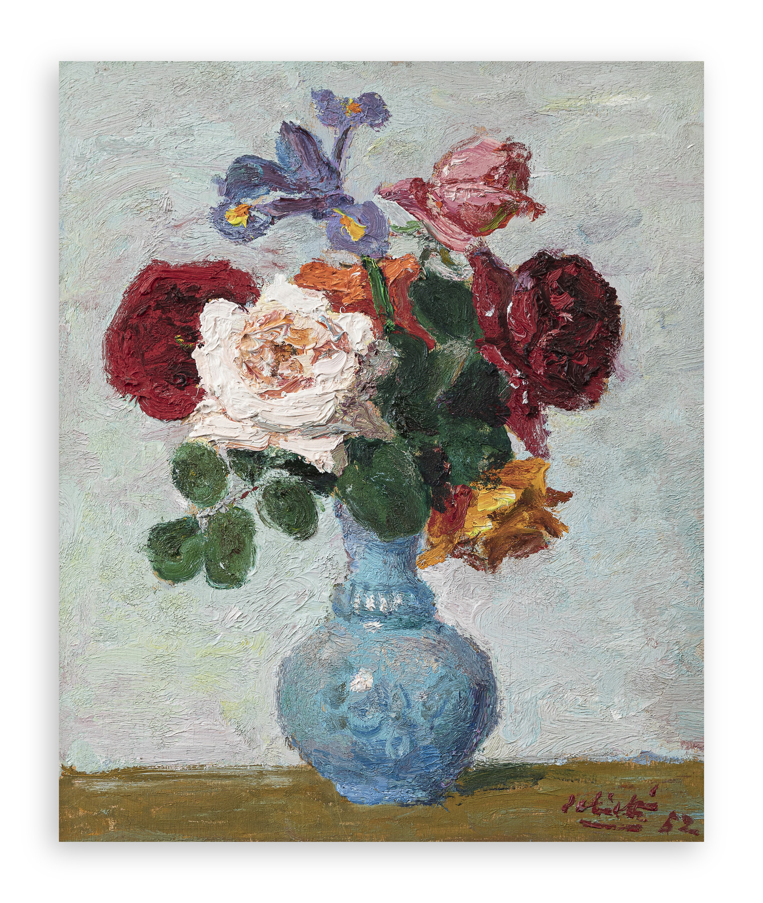 ALBERTO SALIETTI (1892-1961) - Rose nel vaso azzurro, 1952