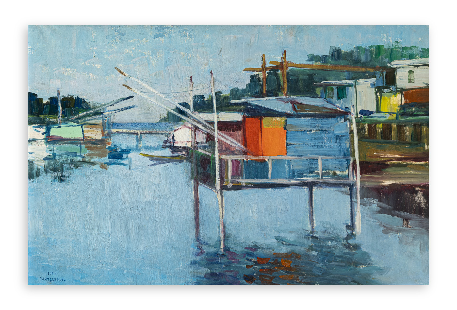 IDEO PANTALEONI (1904-1993) - Capanni da pesca. Canale Logonovo tra il Lido degli Estensi e il Lido di Spina