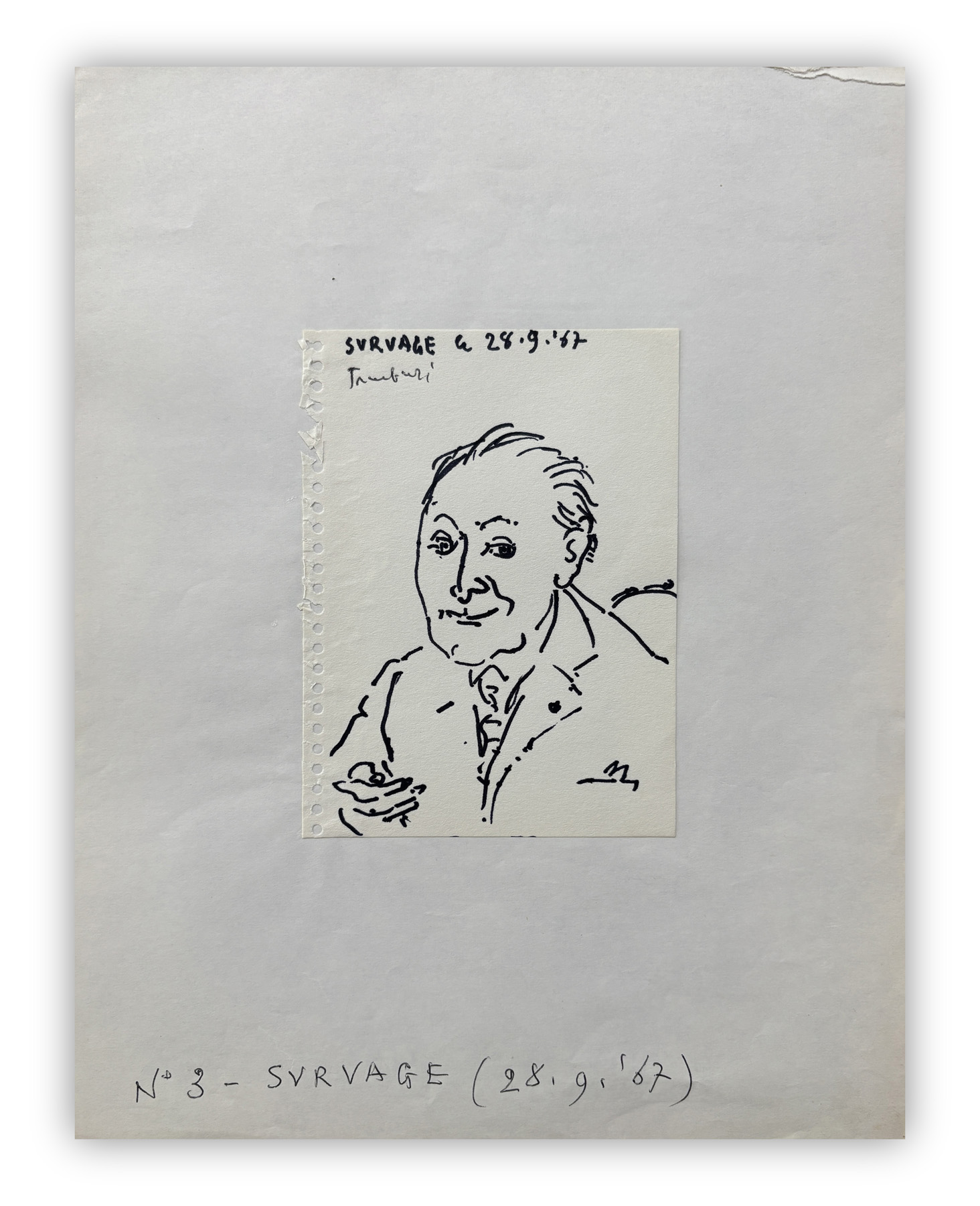 ORFEO TAMBURI (1910-1994) - Senza Titolo (Portrait de Survage), 1967