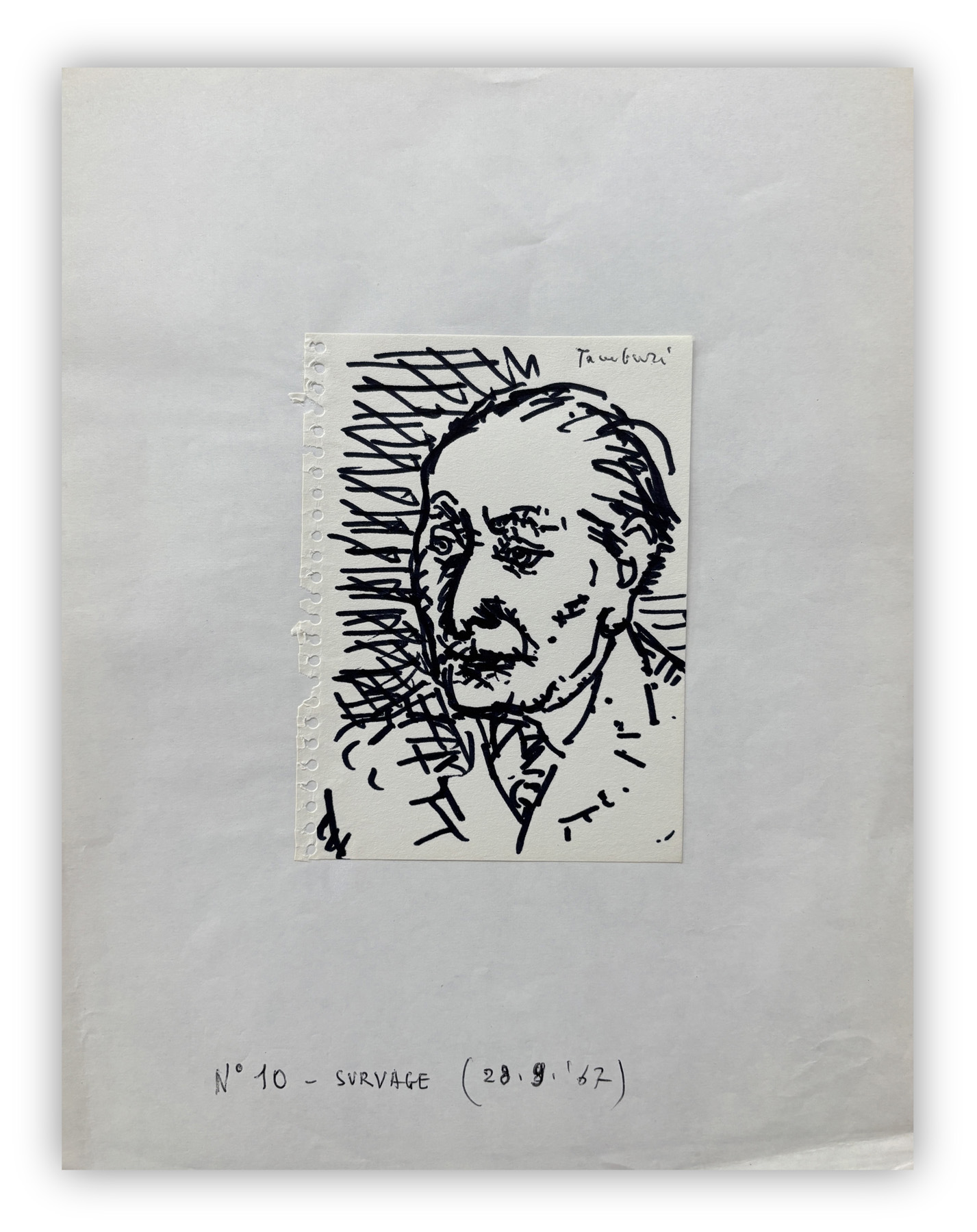 ORFEO TAMBURI (1910-1994) - Senza Titolo (Portrait de Survage), 1967