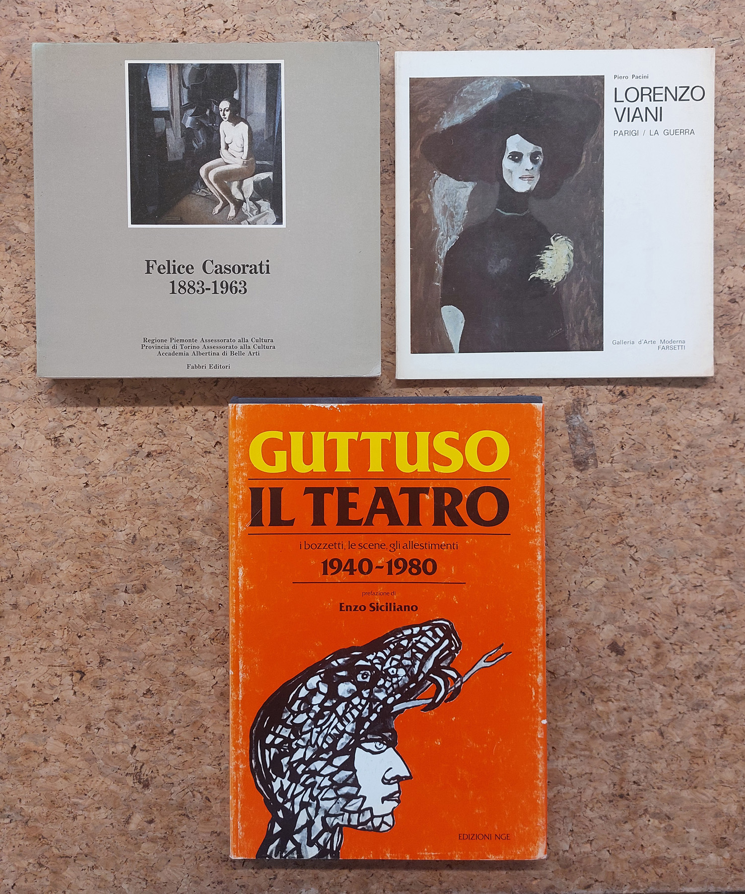 FELICE CASORATI, RENATO GUTTUSO E LORENZO VIANI - Lotto unico di 3 cataloghi