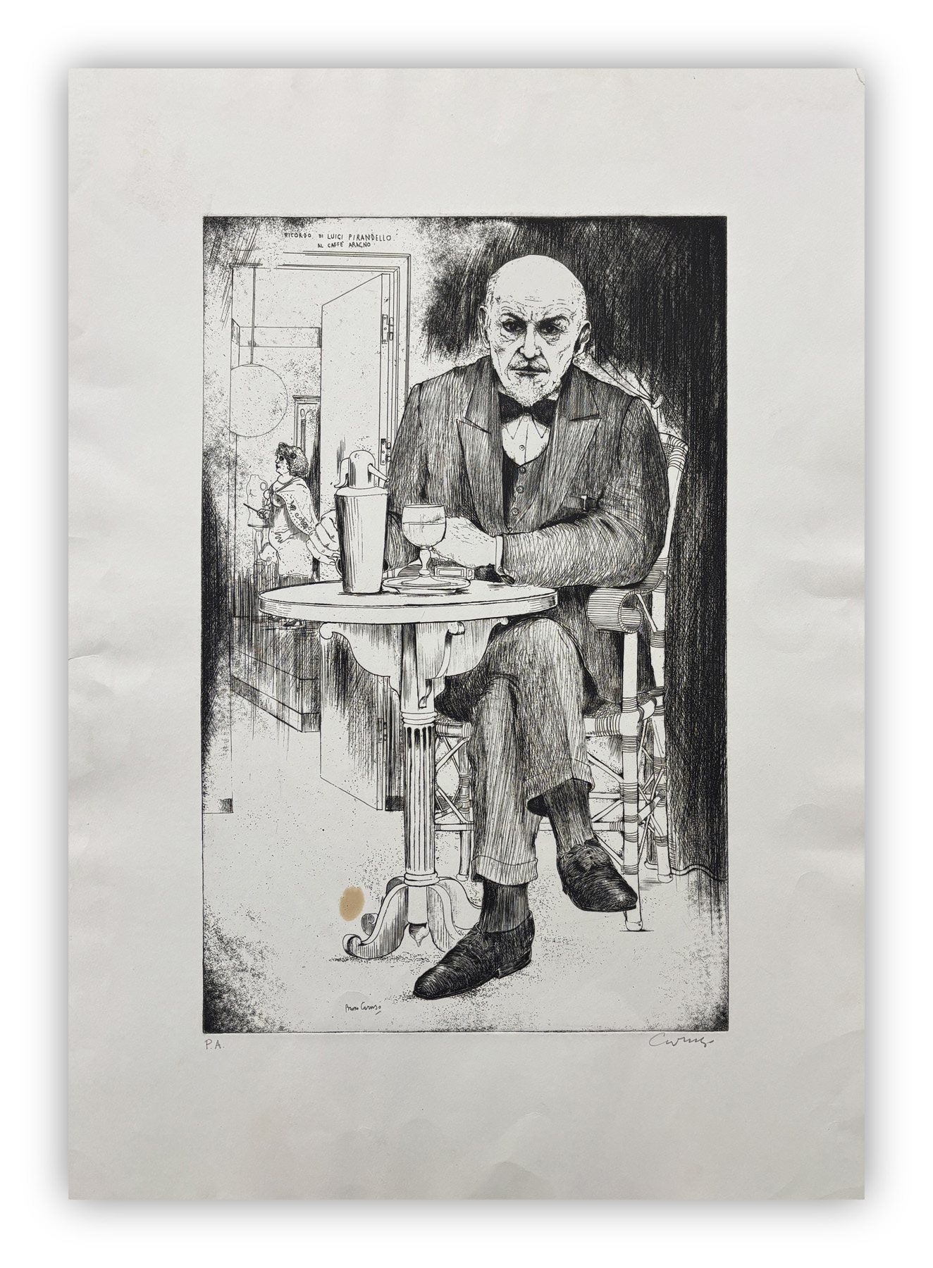 BRUNO CARUSO (1927-2018) - Ricordo di Luigi Pirandello al Caffè Aragno