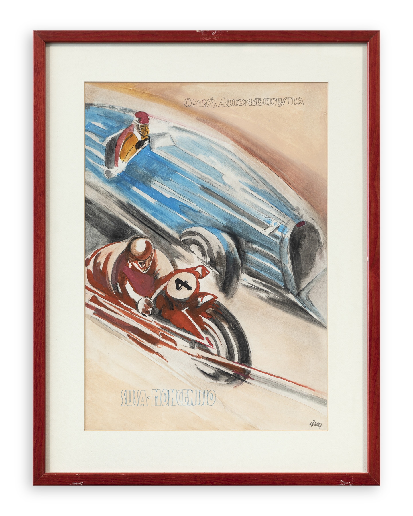 ARIS BACCI (1894-1948) - Corsa automotociclistica Susa-Moncenisio