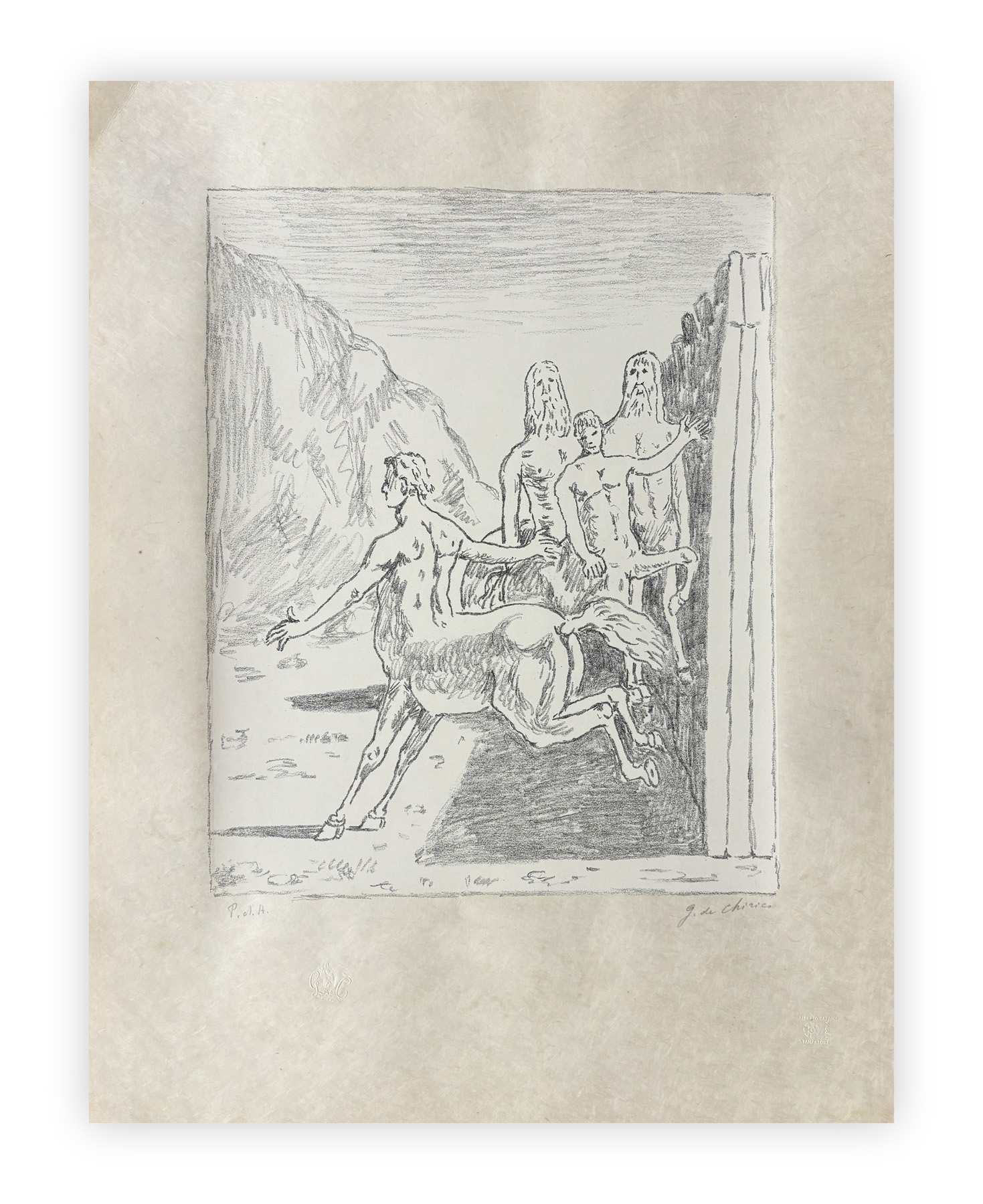 GIORGIO DE CHIRICO (1888-1978) - La famiglia dei Centauri, 1973