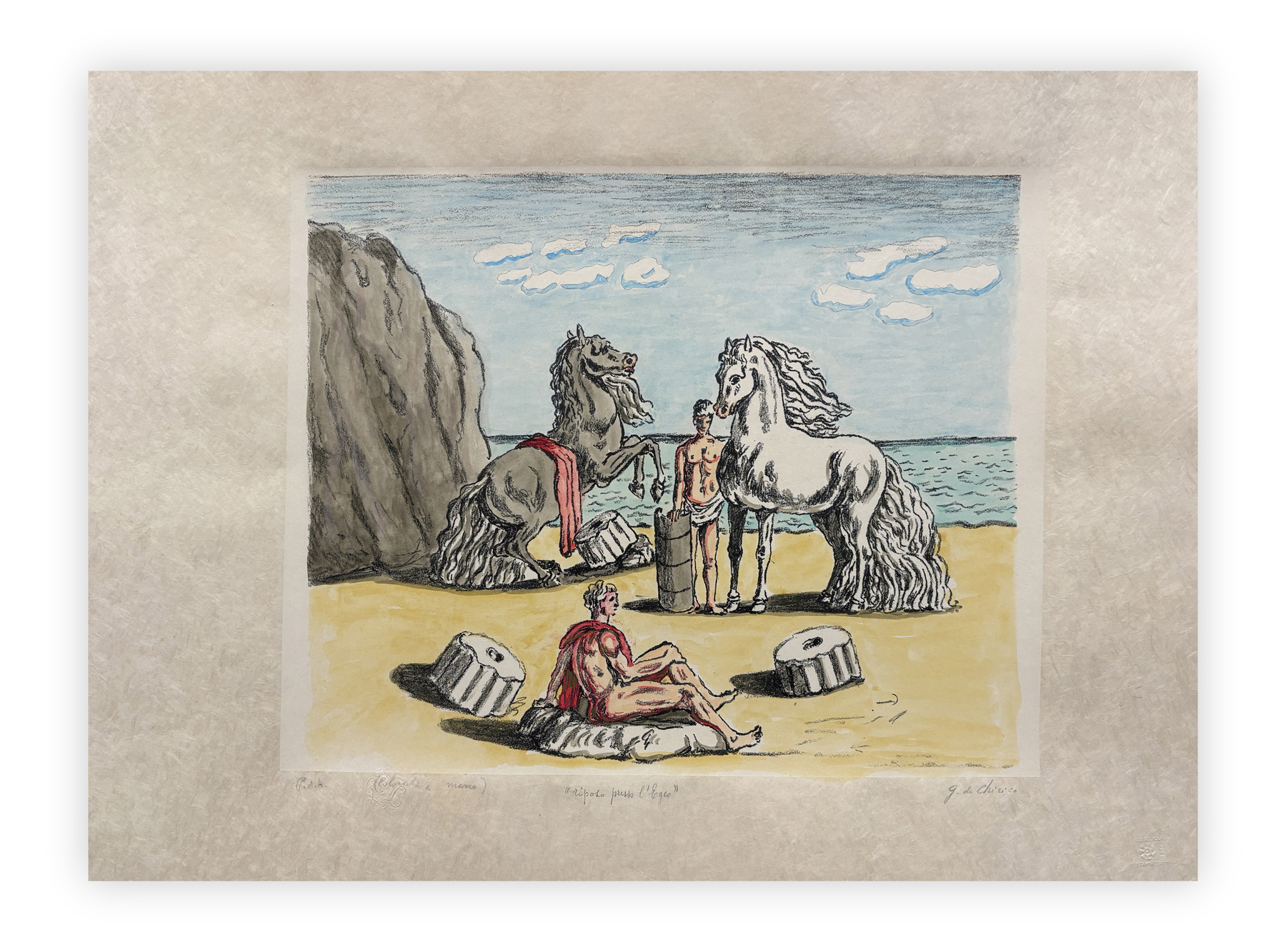 GIORGIO DE CHIRICO (1888-1978) - Riposo presso le correnti dell'Egeo, 1969