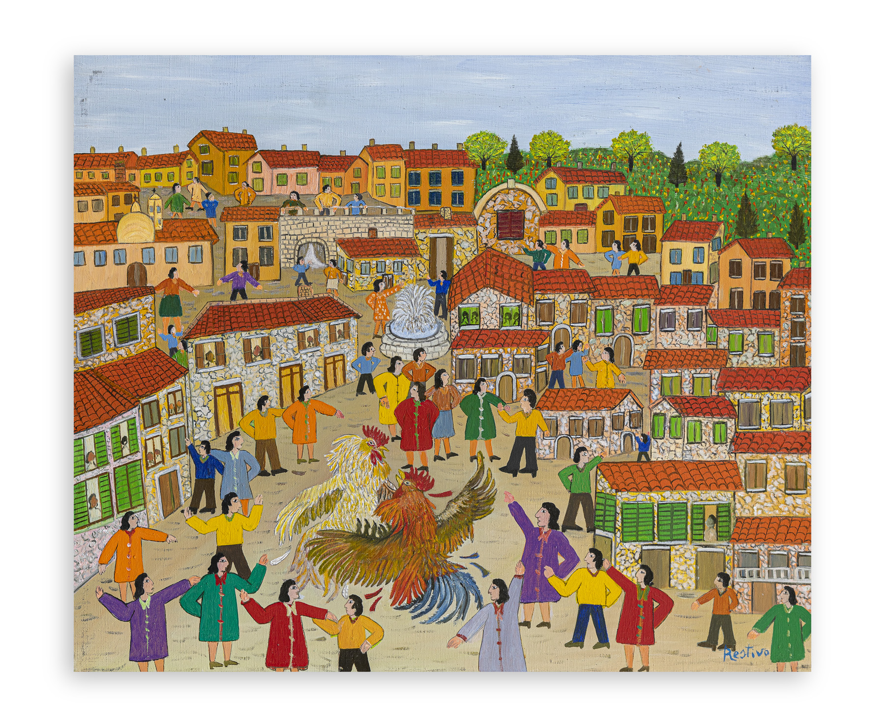 ANTONIO RESTIVO (1916-1974) - Lotta dei galli