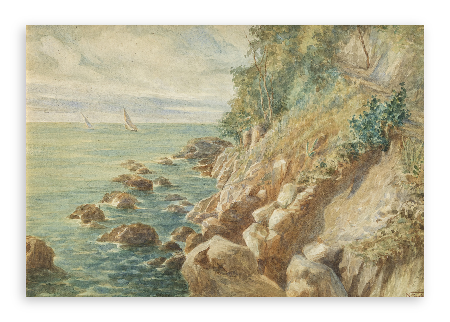 NAPOLEONE LUIGI GRADY (1860-1949) - Scogliera