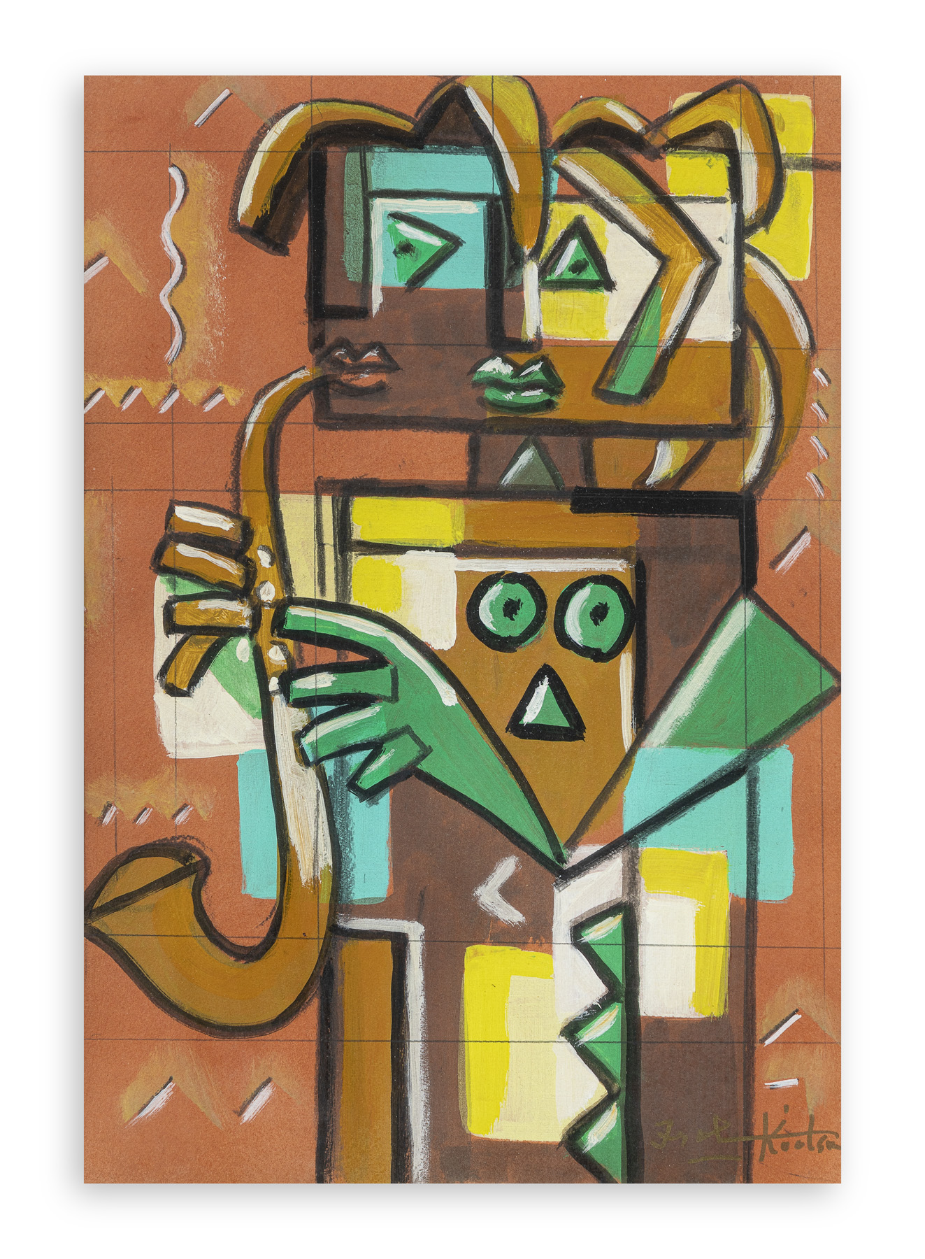 IBRAHIM KODRA (1918-2006) - Suonatore di Sax