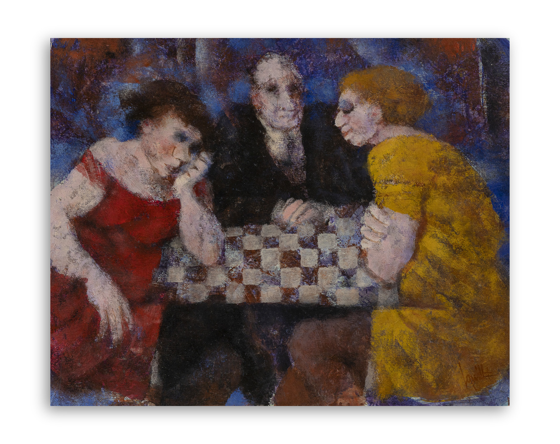 REMO SQUILLANTINI (1920-1996) - Partita a dama, 1991