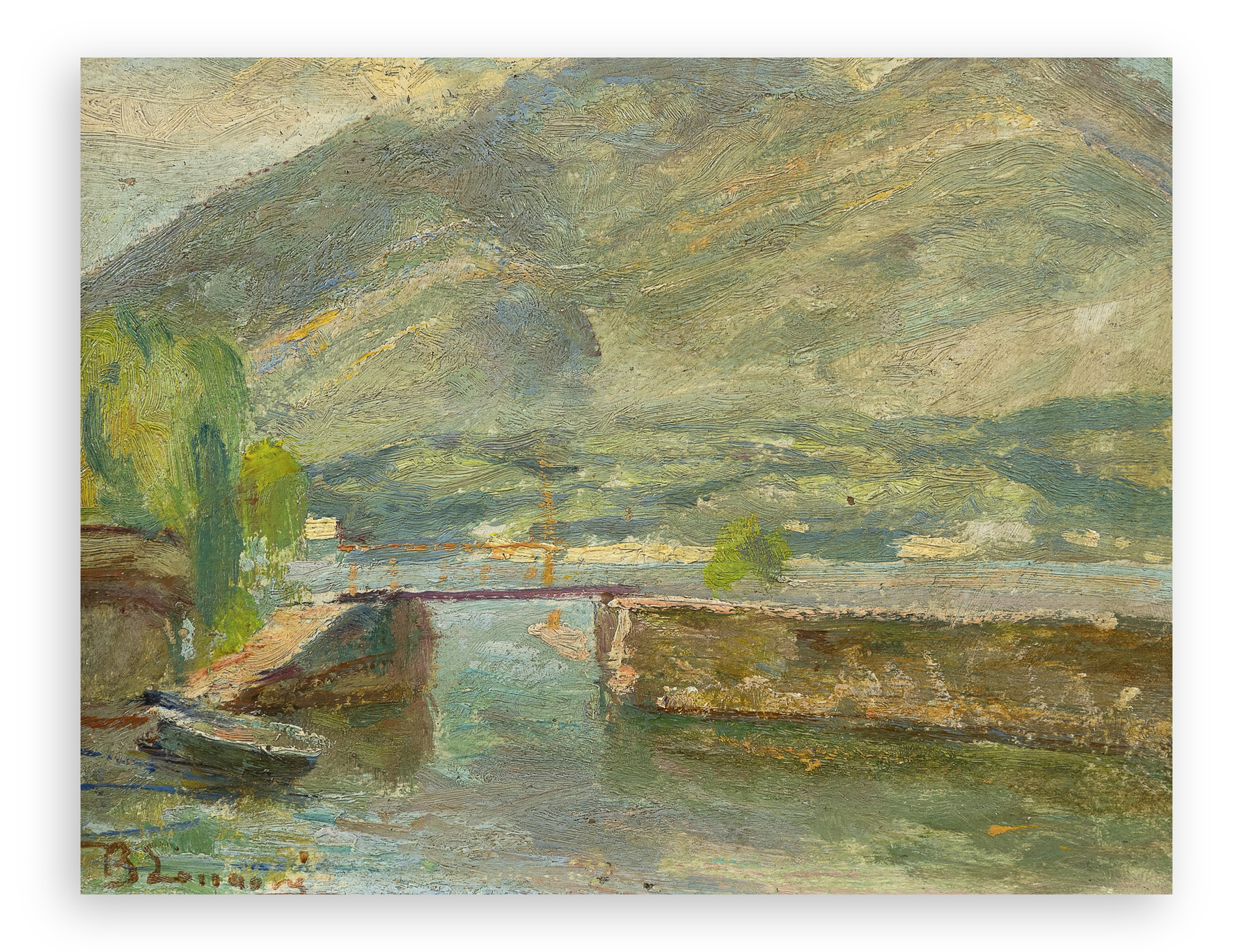 BALDASSARE LONGONI (1876-1956) - Porticciolo di Bellagio